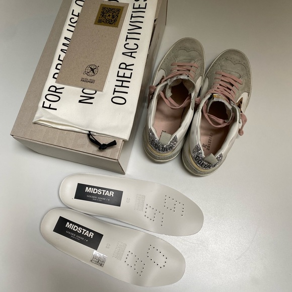 Golden Goose Mid Star Sneaker White Leather/Gold/Leopard Star sz 38 New in Box - Picture 8 of 14